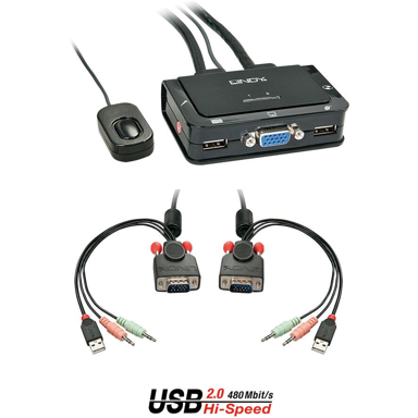 LINDY KVM preklopnik 42342, VGA, USB, crni