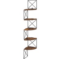 VASAGLE Kutni zidni regal, 5 nivoa, 127,5 x 20 x 20 cm, rustikalno smeđi/crni