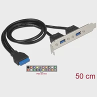 DELOCK Ugradbena ploča, 1×19-pin USB 3.0 interno → 2×USB 3.0 Type-A eksterno, nosač za utor