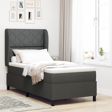 Box Spring krevet s madracem, tamnosivi, 100x200 cm