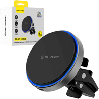 BLAVEC Auto magnetski držač s bežičnim punjenjem, 15 W, za ventilacijski otvor, crna