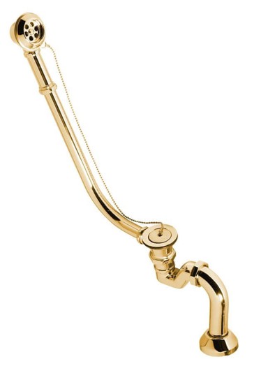 POLYSAN Retro set za kadu s vanjskom instalacijom, lanac i sifon, zlatni