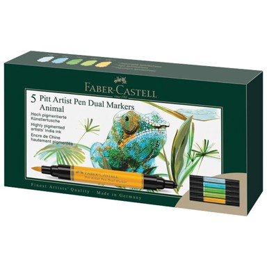 FABER-CASTELL Marker 162008 obostrani pitt artist animals india ink 5 boja