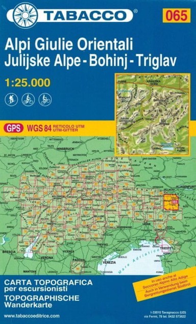 TABACCO turistička karta Julijske Alpe Bohinj – Triglav 065 1:25 000