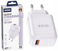 JELLICO Kućni punjač A77, USB-A, Quick Charge, 22,5 W, 3 A, original, bijela, EU blister