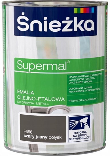 ŚNIEŻKA Supermal Emajl, svijetlosivi, sjajni, 0,8 l