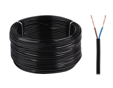 Električni kabel OMYp 2×0,75, 300/300 V, crni