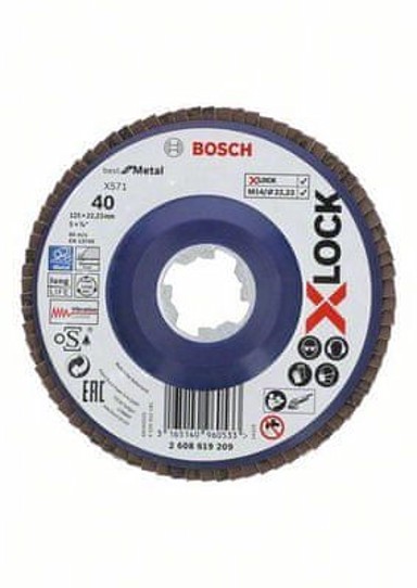 BOSCH Lamela ploča X-Lock Professional, ravna izvedba, plastična ploča, Ø125mm, G 40, X571, (2608619209)