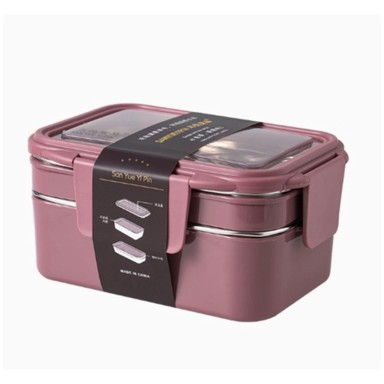 LIVEFY Kutija za ručak s priborom Double Lunch, 1,2 L, ružičasta