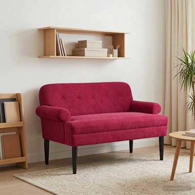 Ljubavni kauč s gumbima 120 x 66 x 78 cm, vinsko crveni, baršun