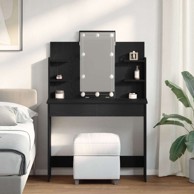 Toaletni stolić s LED svjetlima, crni hrastovina