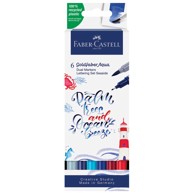 FABER-CASTELL Marker 164519, obostrani akvarel Goldfaber Lettering Sea, 6 boja, sortirane boje, blister pakiranje