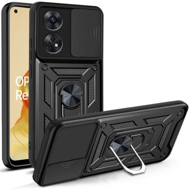 Set oklopnih futrola za Oppo Reno8 T, Nox Camera Slide + staklo, crna