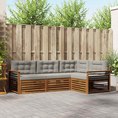 Set vanjskih sofa s jastukom 4 kom, prirodna i svijetlo siva