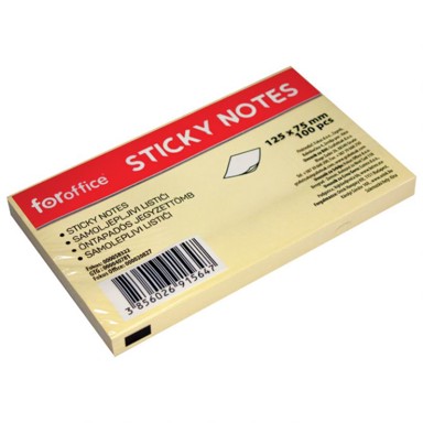 FOROFFICE Samoljepljivi blok, 125 x 75 mm, 100 listova, žuti