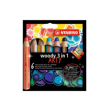 STABILO Drvena bojica Woody 3 in 1 ARTY, višebojna, 6 kom