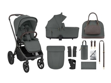 KIKKA BOO Dječja kolica 2u1 Goya + košara, Platinum Olive