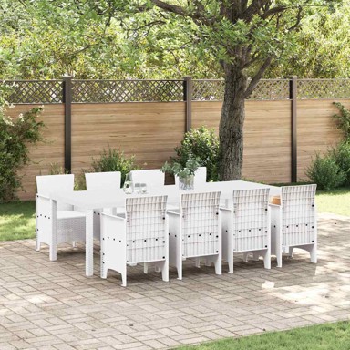 Vrtni set za objed 9 kom, 250 x 100 x 73 cm, bijeli