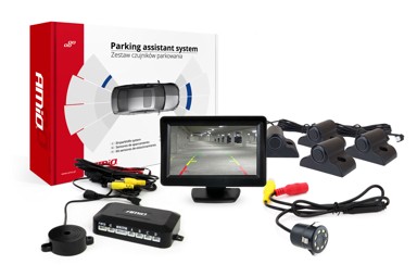 AMIO Parking senzori, 4 kom, crni, za kAMIOne, TFT01 4,3'' zaslon, buzzer, HD-308-LED kamera za rikverc