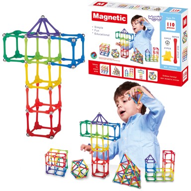 WOOPIE TOYS Magnetske građevinske kocke, slagalica 110 elemenata, 4 komada