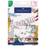 FABER-CASTELL Marker 164712, obostrani Sketch Goldfaber, 12 boja, sortirane boje, blister pakiranje