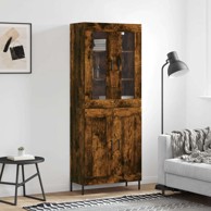 Visoka komoda dimljeni hrast 69 5x34x180 cm konstruiranog drva , drvena vrata