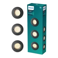 PHILIPS Peridot ugradbena podesiva svjetiljka okrugla 7w gu10 crna 3pk