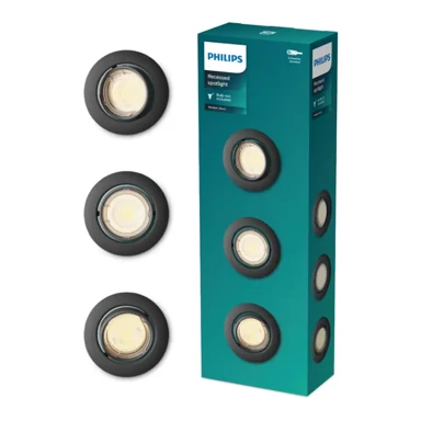 PHILIPS Peridot ugradbena podesiva svjetiljka okrugla 7w gu10 crna 3pk