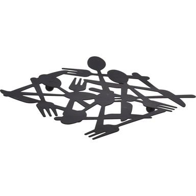 KOOPMAN Crni pribor za jelo, 19x19 cm