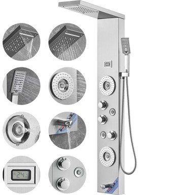 VEVOR Sustav tuš panela 8039FL, 1345 × 200 × 460 mm, nehrđajući čelik
