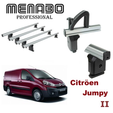 MENABO Krovni nosači Jumpy II (Citroën) L1/L2 2007–2015, 4 poprečne šipke + graničnici