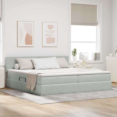 Krevet s pohranom svjetlosivi 200 x 200 cm, baršun