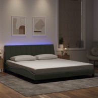 Okvir kreveta s LED svjetlima svjetlosivi 180x200 cm baršunasti