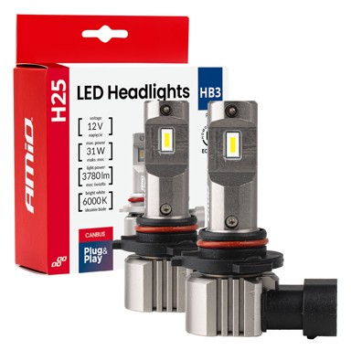 AMIO LED žarulje za prednja svjetla H25 Series, HB3, do 30% više svjetla, 6000 K