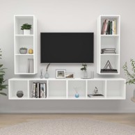 Zidni TV ormarići, 4 kom, bijeli, konstruirano drvo