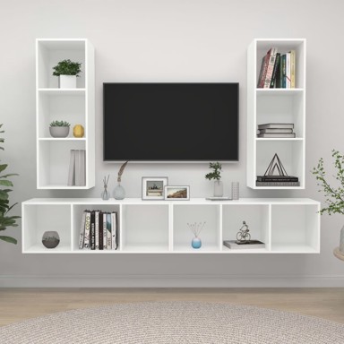 Zidni TV ormarići, 4 kom, bijeli, konstruirano drvo