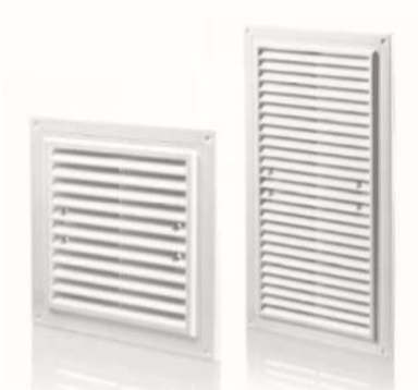 VENTIKA MWR 350X350mm ventilacijska rešetka s mrežicom i nosačima, MWR350X350, bijela