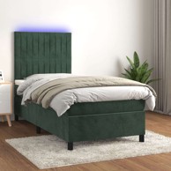 Box Spring krevet s madracem, tamnozeleni, 80 x 200 cm, baršun, okomite pruge