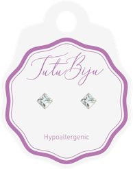 TUTU BIJU Naušnice Square 6.0 mm, crystal, TSQ60C001