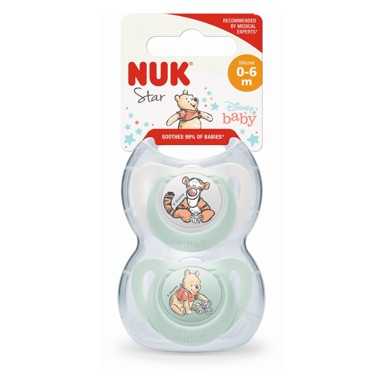 NUK Duda varalica Star Winnie the Pooh, silikon, 0-6 mj, 2 kom