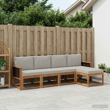 Set vanjskih sofa, 5 kom, poliester, prirodno-svjetlosiva