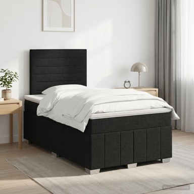 Boxspring krevet s madracem 120 x 190 cm, tkanina, crni