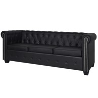 CHESTERFIELD Trosjed od umjetne kože crni