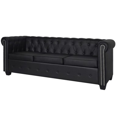 CHESTERFIELD Trosjed od umjetne kože crni