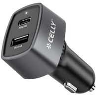 CELLY Auto punjač, 1x USB-C PD + 1x USB-A, 65 W