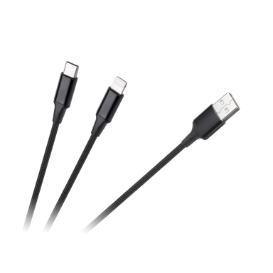 CABLETECH USB kabel 2 u 1 USB-A na USB-C i Lightning 1 m