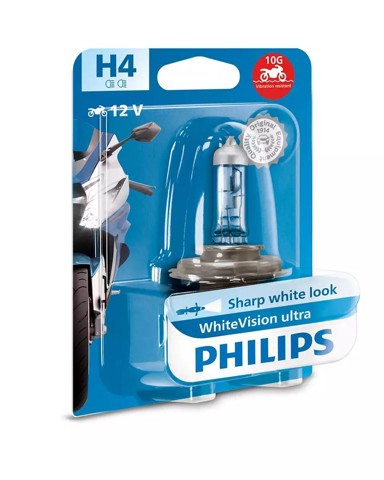 PHILIPS Žarulja WhiteVision Ultra Moto 12V, do 60% više svjetla, do 35% bjelije, 4200K