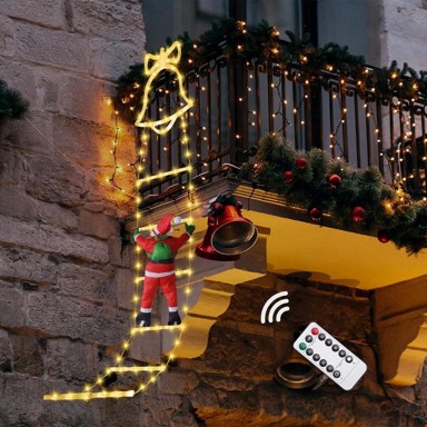 NIKCORP Božićna LED dekoracija s Djedom Mrazom 160 cm, bijela