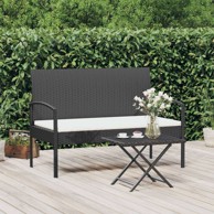 Vrtna klupa s jastukom 105 cm, poliratan, crno-bijela