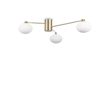 IDEAL LUX Stropna svjetiljka Hermes PL3 ID288260, D90, G9, mjedena